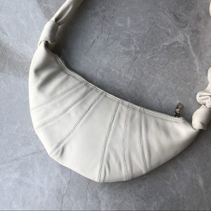 Real Leather | Off White Soft Croissant Half Moon Crossbody Slouchy Bag